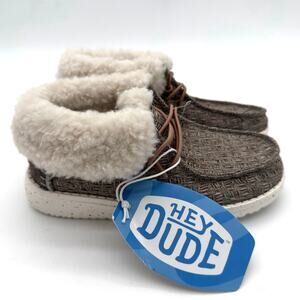 Hey Dude Wendy Fold Stich Cozy Faux Fur Walnut Casual Fleeced Shoes Toddler 11